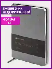 Ежедневник-планер (планинг) - блокнот недатиров. А5 BRAUBERG экокожа, 136л, гибкий, 113377