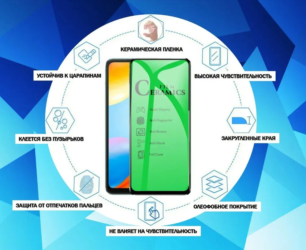 Защитная керамическая пленка Xiaomi Redmi Note 9 Pro / Note 9 s, Poco X 3, гибкое