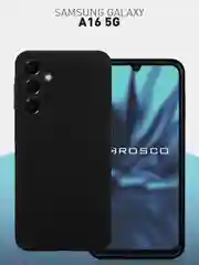 Черный чехол для Samsung Galaxy A16 силиконовый ROSCO матовый тонкий с бортиком защитой камер