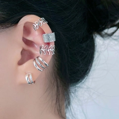 Серьги каффы, 5 штук, серьги без прокола, серьги зажимы