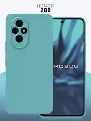 Голубой чехол для Honor 200 силиконовый ROSCO матовый/ прозрачный тонкий с бортиком защитой камер