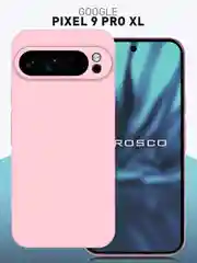 Розовый чехол для Google Pixel 9 Pro XL силиконовый ROSCO матовый тонкий с бортиком- защитой камер
