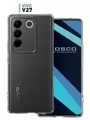 Прозрачный чехол для Vivo V27 силиконовый ROSCO прозрачный с бортиком- защитой камер и от прилипания