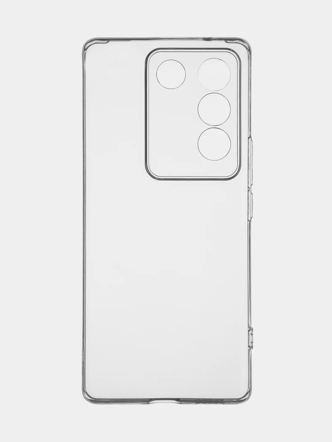 Прозрачный чехол для Vivo V27 силиконовый ROSCO прозрачный с бортиком- защитой камер и от прилипания
