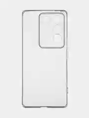 Прозрачный чехол для Vivo V27 силиконовый ROSCO прозрачный с бортиком- защитой камер и от прилипания