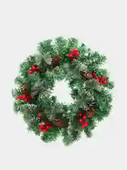 Красный венок еловый новогодний на дверь, рождественский венок, елка