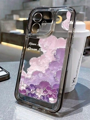 Чехол для iPhone XR, 11, 12, 13, 15 Pro Max на айфон, прозрачный, с цветами