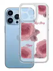 Розовый чехол для iPhone XR, 11, 12, 13, 15 Pro Max на айфон, прозрачный, с цветами