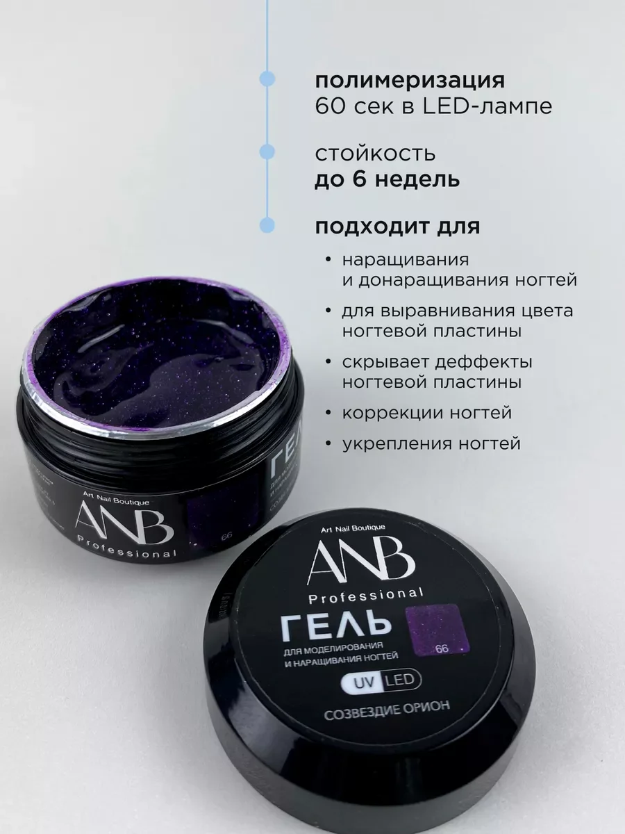 Фиолетовый гель светоотражающий для наращивания ногтей и моделирования