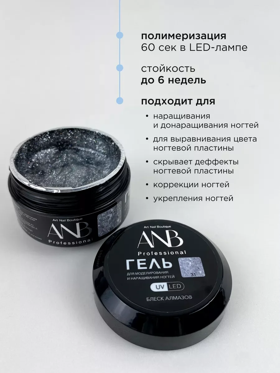 Серебряный гель для наращивания ногтей и моделирования Фольга