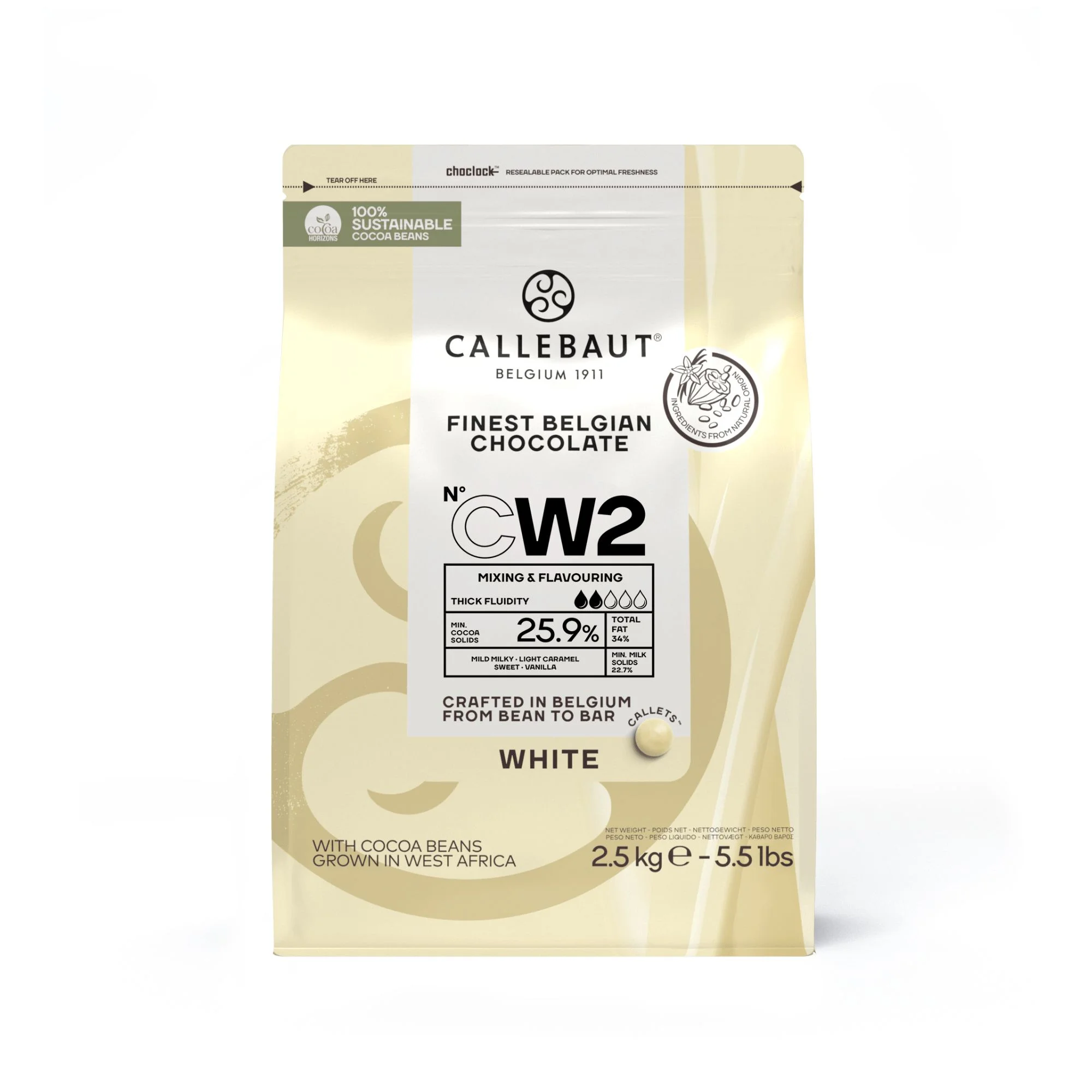 Бельгийский белый шоколад Callebaut CW2, 2,5 кг