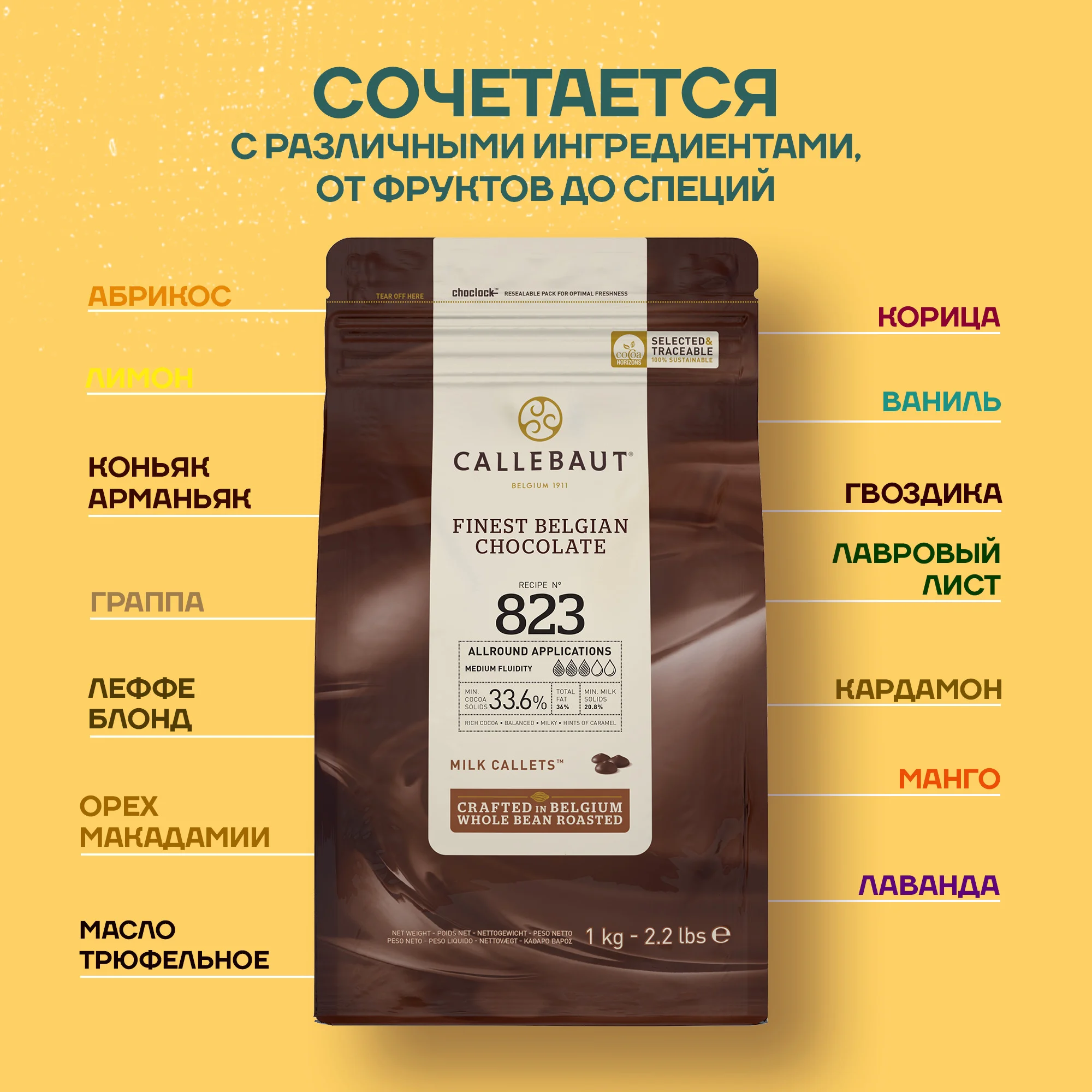 Бельгийский молочный шоколад Callebaut №823 33,6%