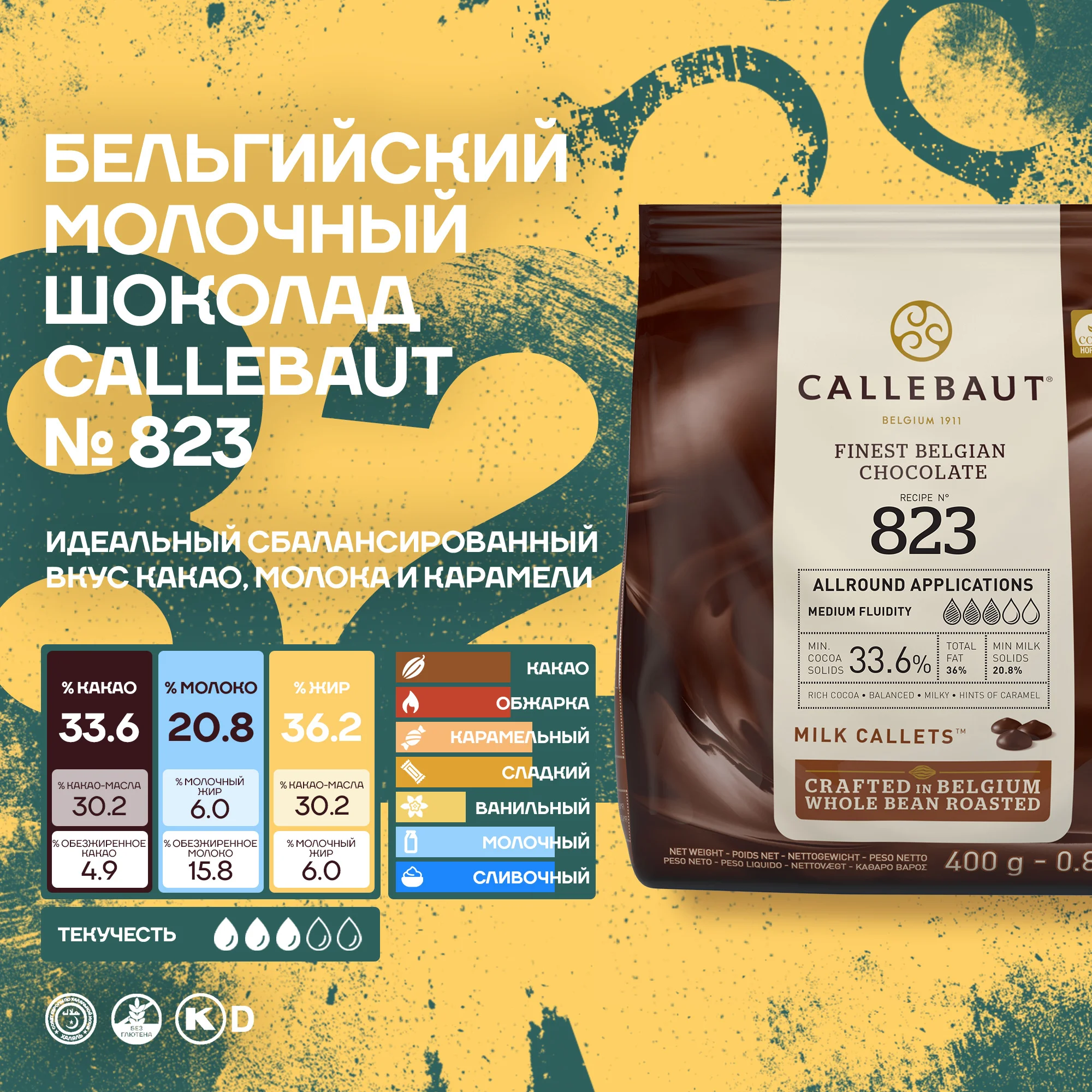 Бельгийский молочный шоколад Callebaut №823 33,6%