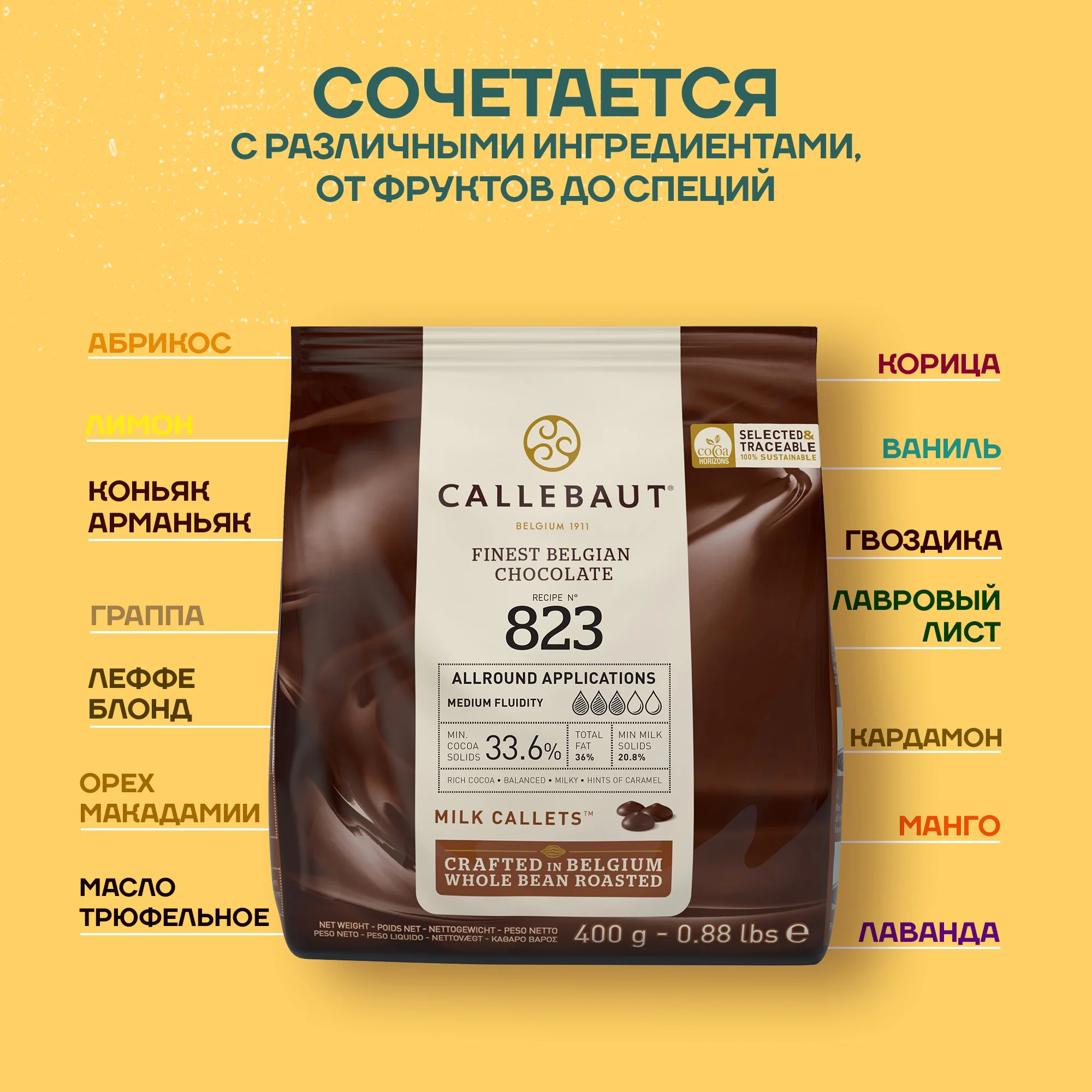 Бельгийский молочный шоколад Callebaut №823 33,6%