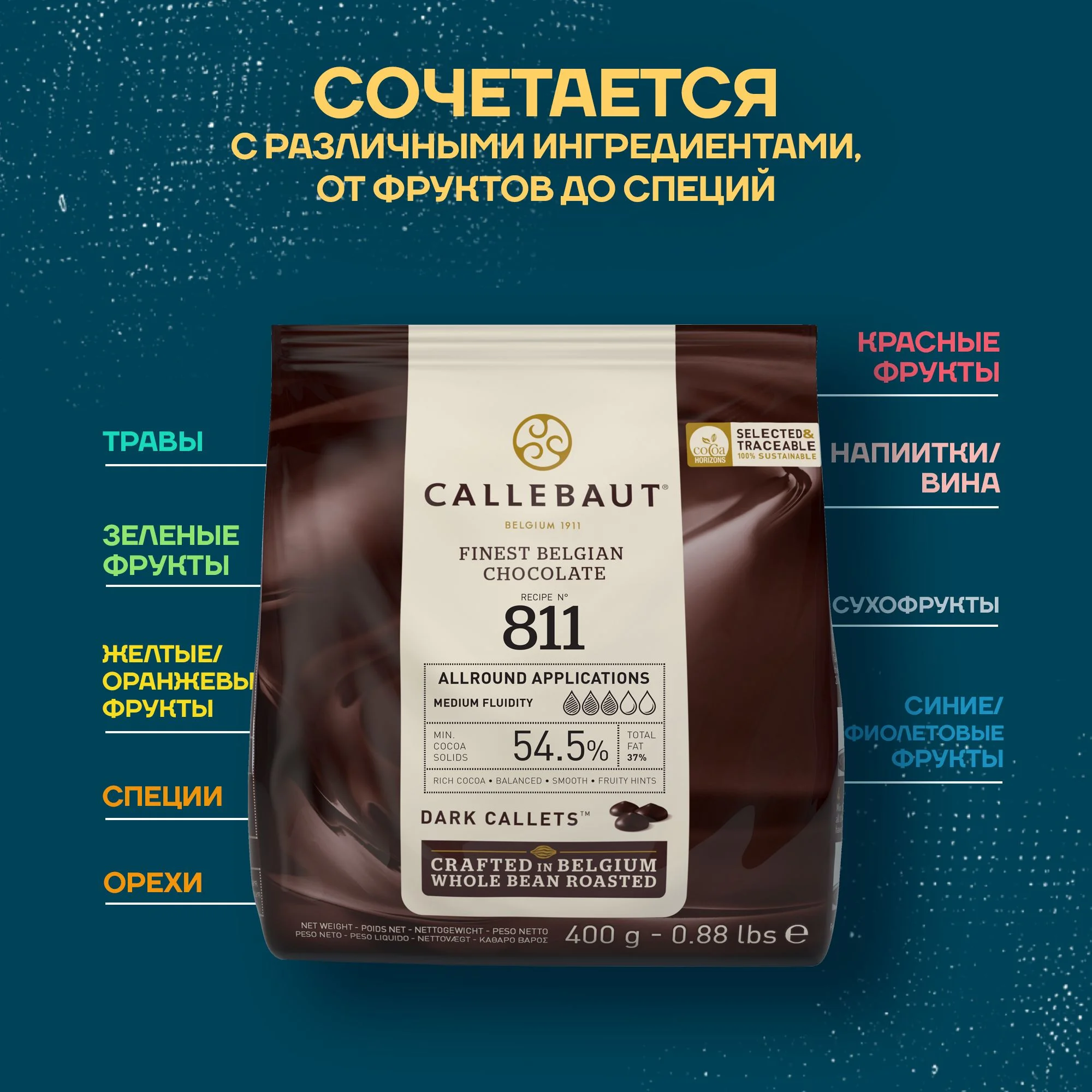 Бельгийский темный шоколад Callebaut №811 54,5%