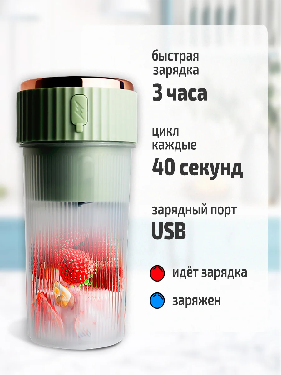 Мятный блендер портативный, измельчитель для смузи, беспроводной