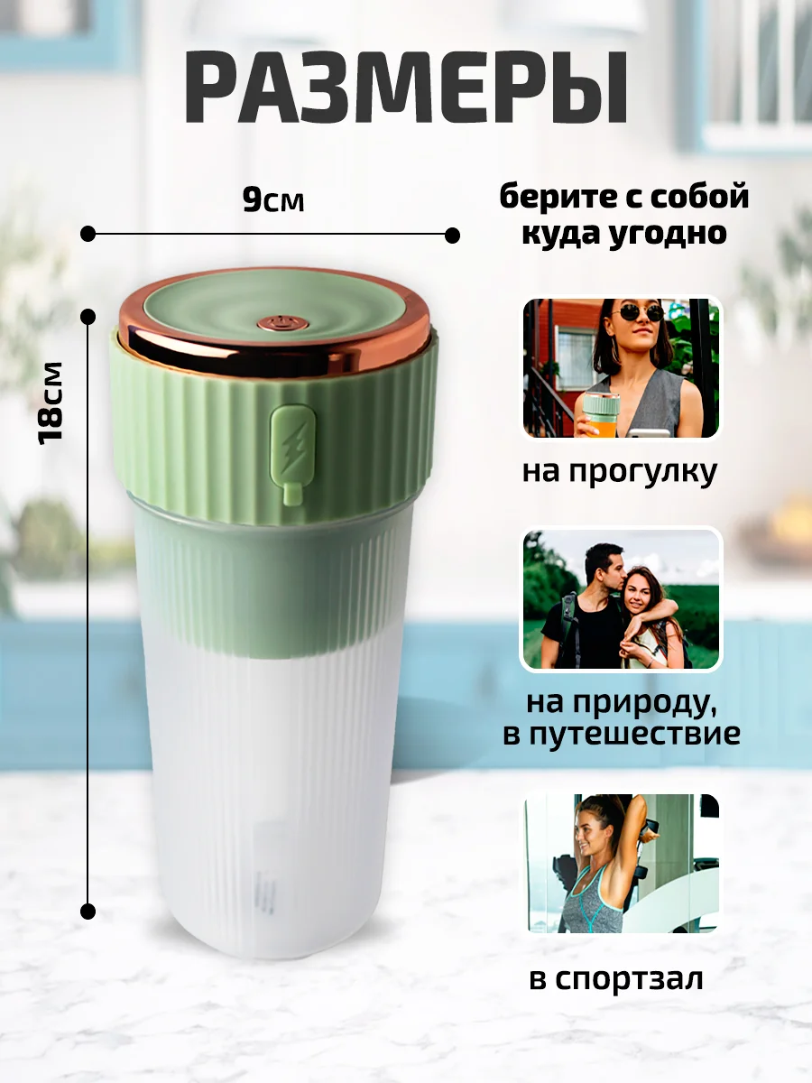 Мятный блендер портативный, измельчитель для смузи, беспроводной