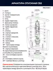 Белый клапан для бачка (спускной, универсальный, 2 режим слива, регулировка малого слива) ИН