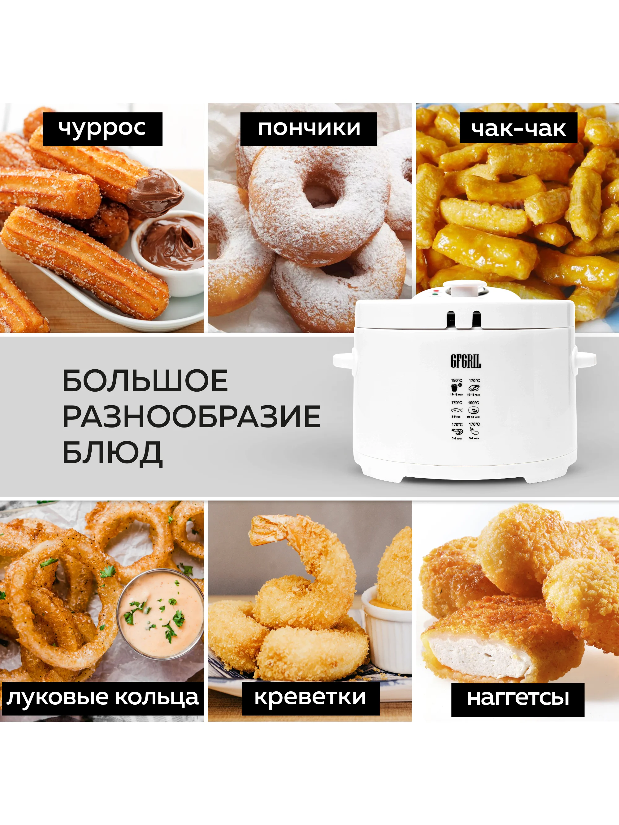Фритюрница электрическая со съемной чашей GFGRIL GFF-014