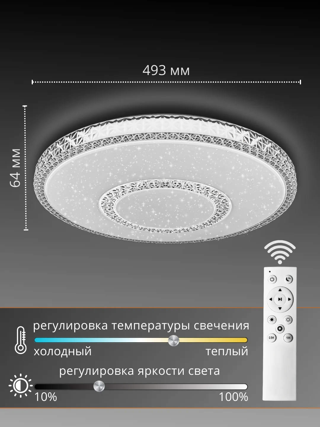 Cветильник светодиодный потолочный, люстра потолочная "Мохито", 80 Вт с ДУ