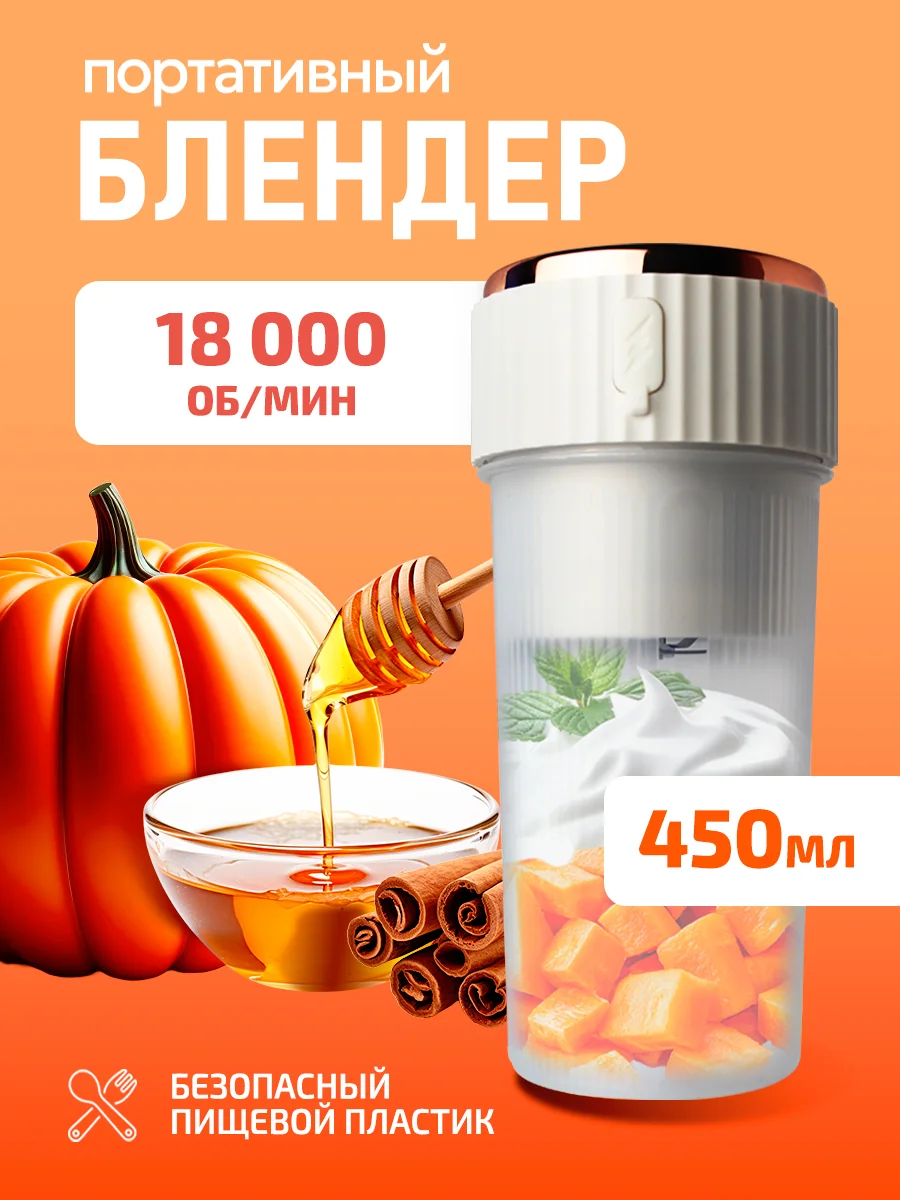 Блендер портативный, измельчитель для смузи, беспроводной