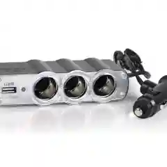 Разветвитель прикуривателя автомобильный, универсальный, 3 гнезда и USB, 12/24 В