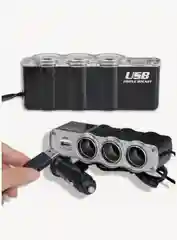 Разветвитель прикуривателя автомобильный, универсальный, 3 гнезда и USB, 12/24 В
