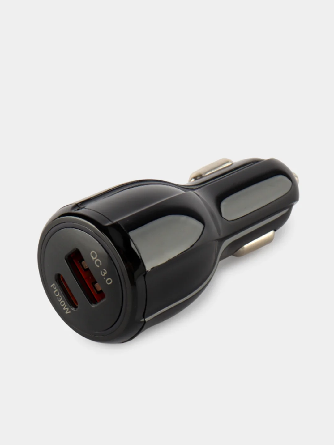 Черный автомобильное зарядное устройство в прикуриватель Type-C + USB, быстрая зарядка, 48В