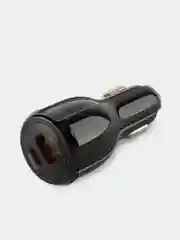 Черный автомобильное зарядное устройство в прикуриватель Type-C + USB, быстрая зарядка, 48В