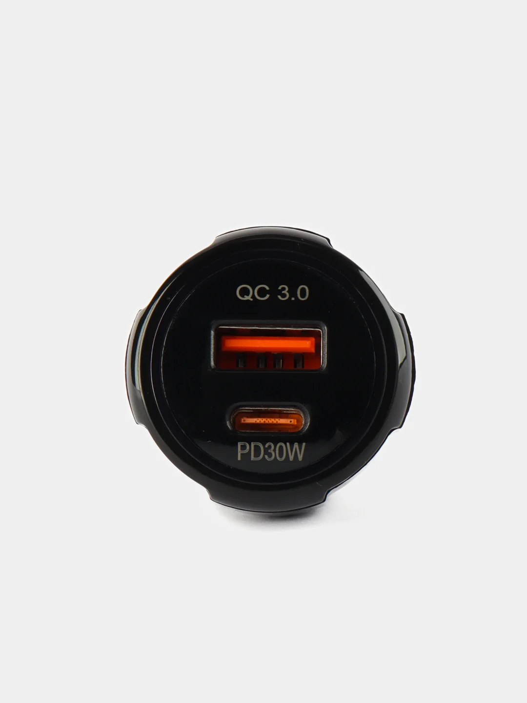 Черный автомобильное зарядное устройство в прикуриватель Type-C + USB, быстрая зарядка, 48В