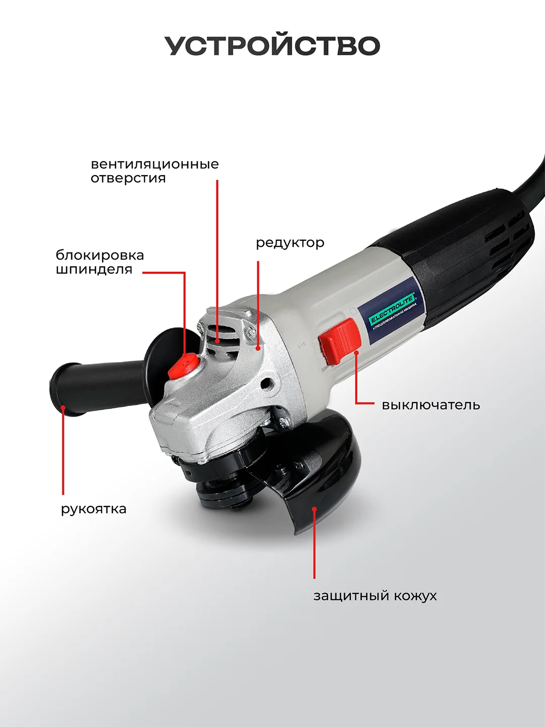 Шлифовальная машина болгарка ELECTROLITE УШМ-1100 1100 Вт, 125 мм