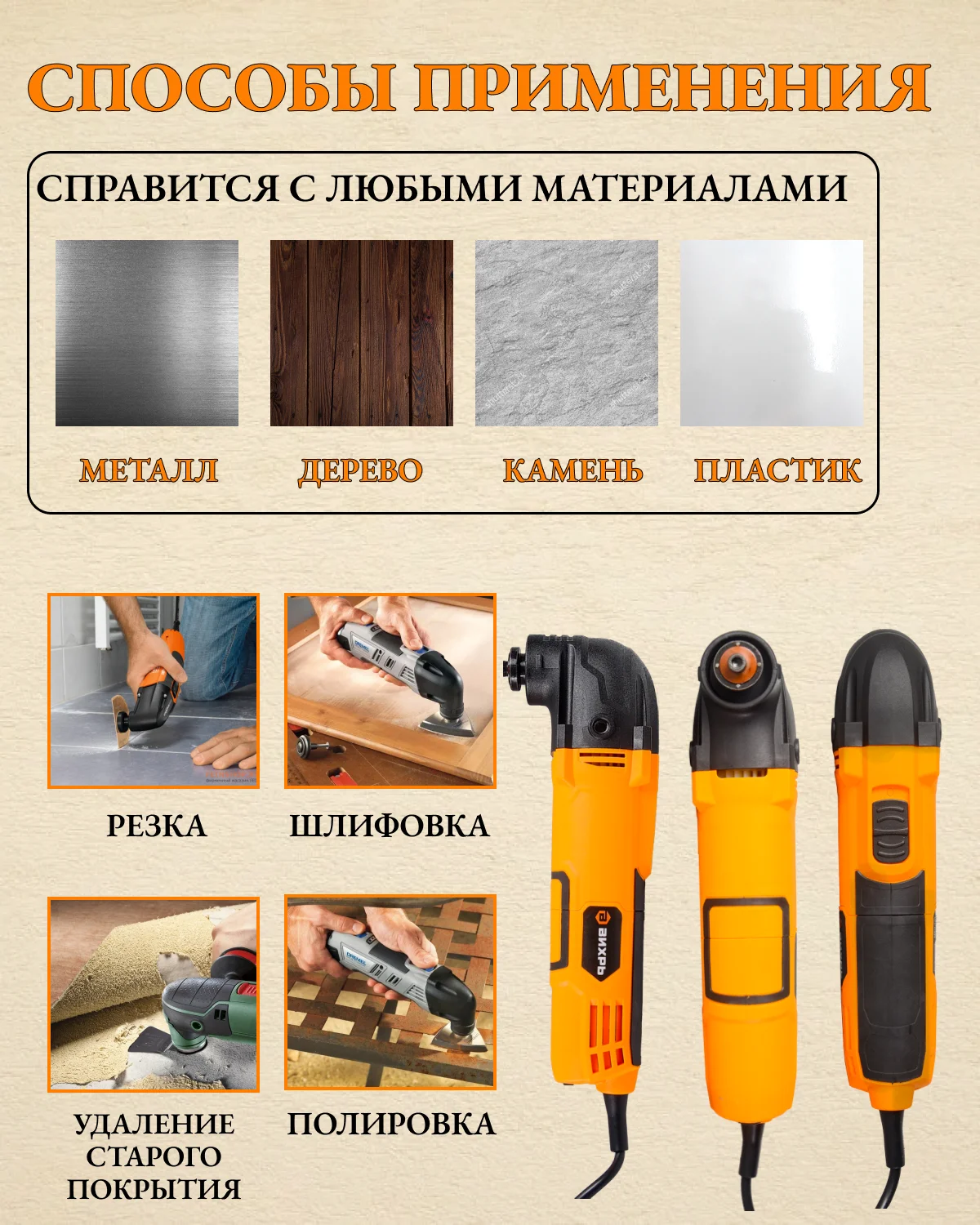 Многофункциональный инструмент (реноватор) МФИ-3К в кейсе Вихрь