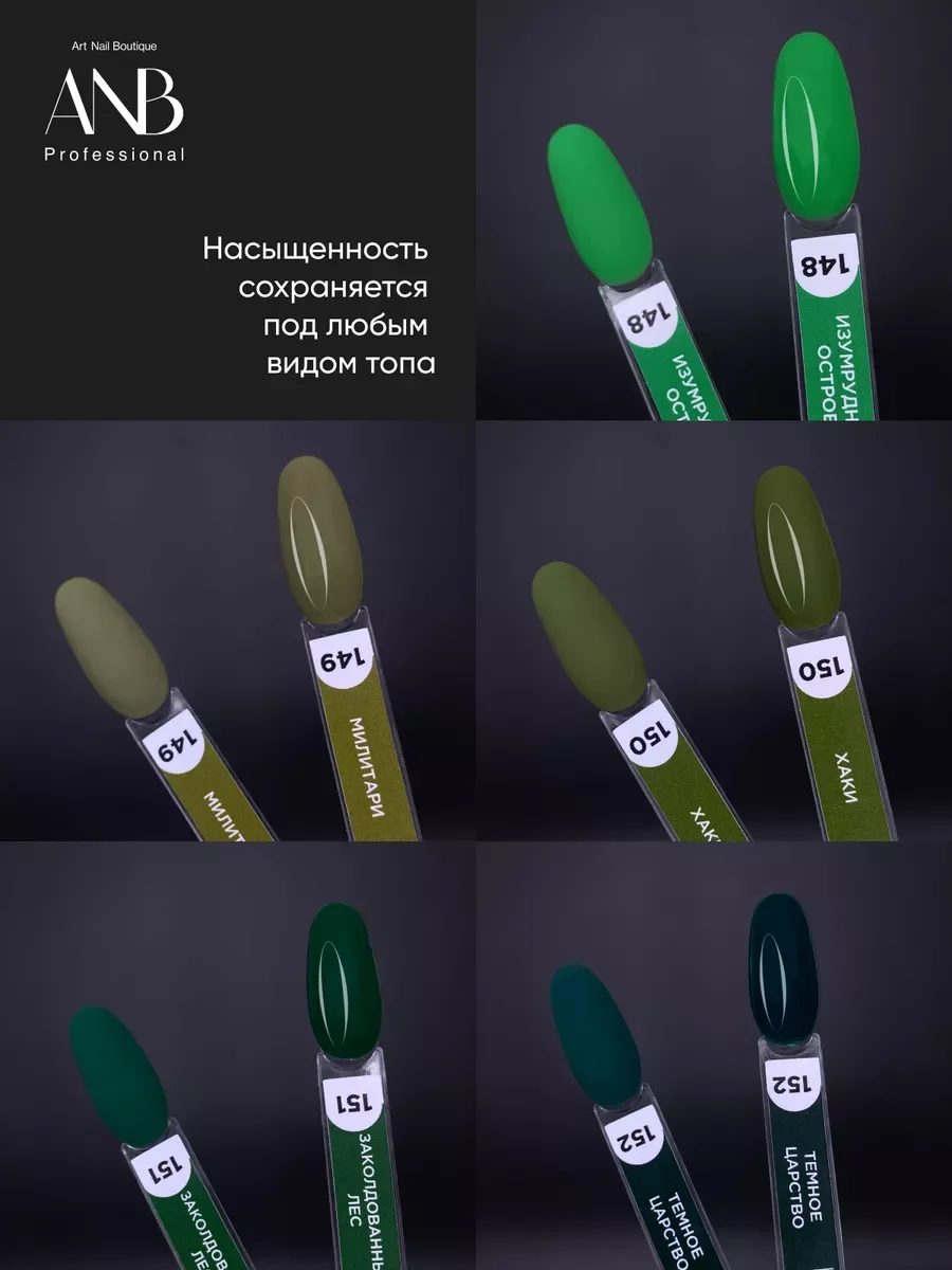 Зеленый набор гель лаков