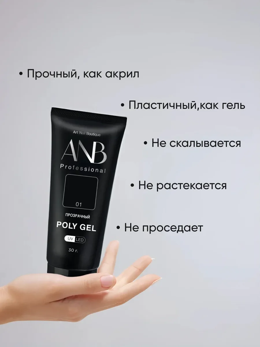 Прозрачный полигель для наращивания ногтей