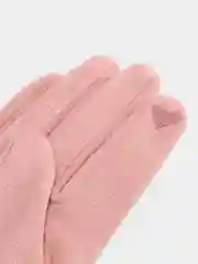 Розовый перчатки замшевые женские, сенсорные, с начесом