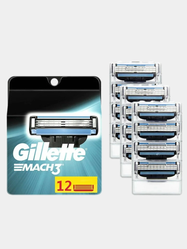Сменные кассеты Gillette Mach3, 12 штук