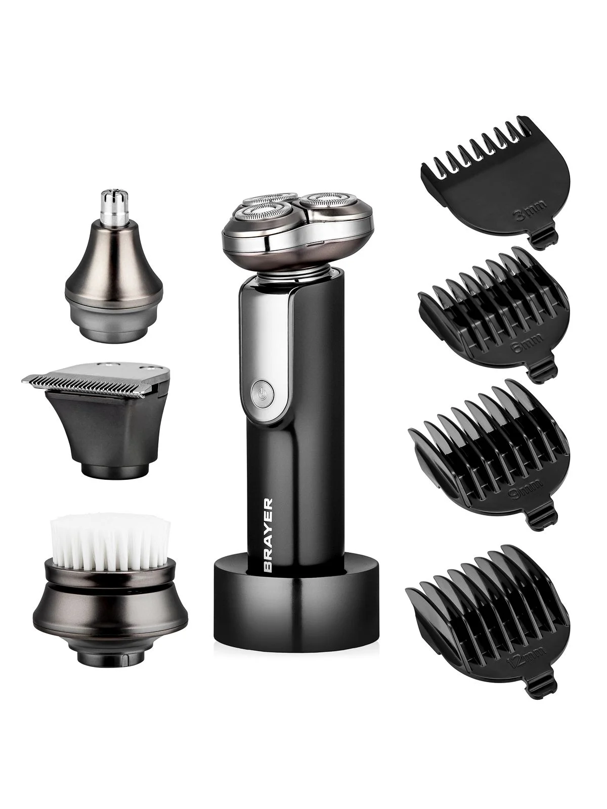 Бритва электрическая  BRAYER BR3602, роторная система, 1*800мАч,  стрижка волос, триммер