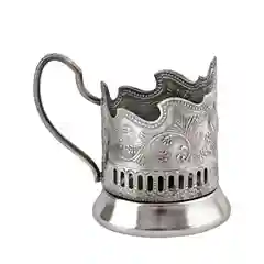 Набор для чая Кольчугинский мельхиор "Глухарь" никелированный с чернением