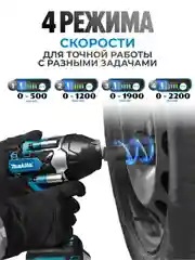 Серый гайковерт аккумуляторный бесщеточный, 18 / 26V / 21V с набором насадок