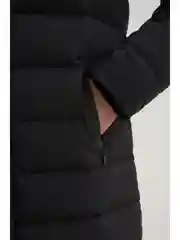 Черный пуховое пальто женское с капюшоном