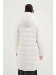 Белый пуховое пальто женское с капюшоном