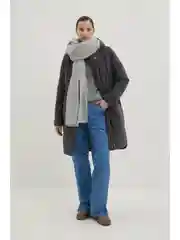 Серый пальто утепленное с утиным пухом