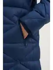 Синий стеганое утепленное пальто с капюшоном