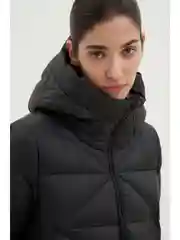 Черный стеганое утепленное пальто с капюшоном