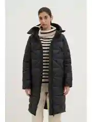 Черный стеганое утепленное пальто с капюшоном