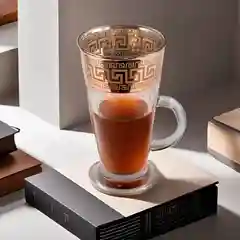 Золотой кружка латте, подарочный набор, 2 шт, 260 мл, золото, PROMSIZ, коллекция Барокко