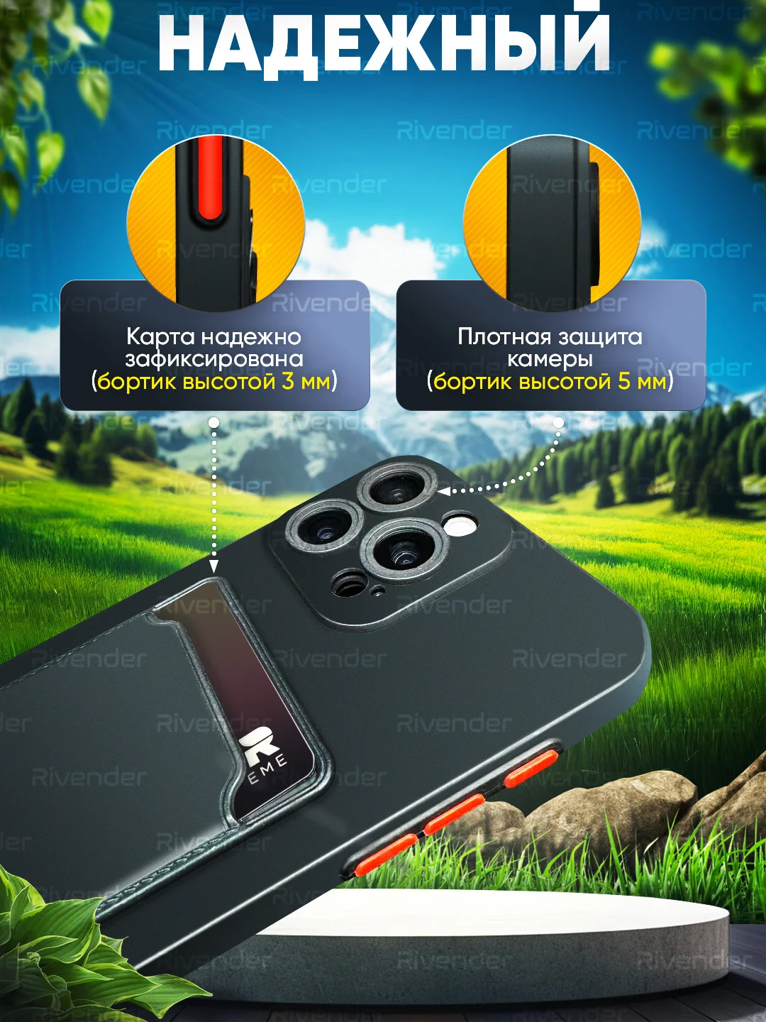 Чехол Xiaomi Redmi 13C/Poco C65 (Сяоми Редми), с карманом для карт