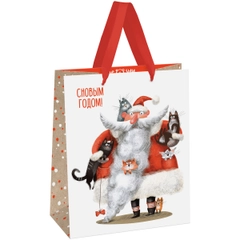 Пакет подарочный новогодний 18*23*10см Meshu "Father Frost", крафт