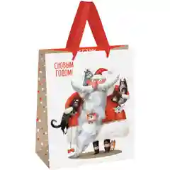 Пакет подарочный новогодний 18*23*10см Meshu "Father Frost", крафт