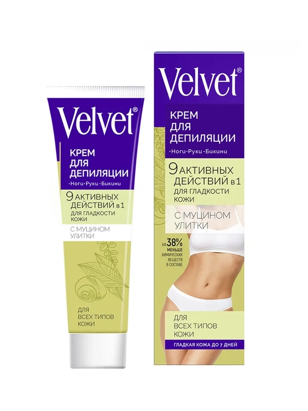 Velvet крем для депиляции 9 в 1 увлажняющий (Муцин улитки), 100 мл